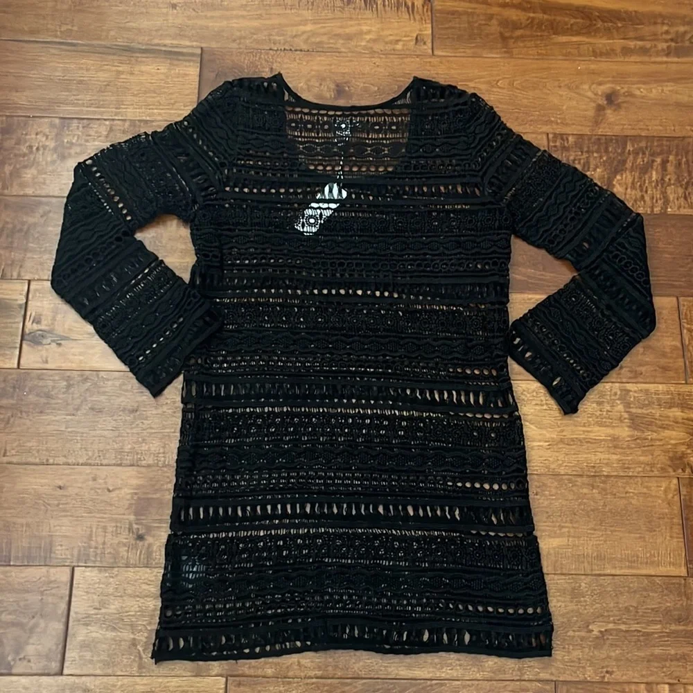 Tavik  Black Long Sleeve Sexy Dress Beach Swim Cover Up Size M